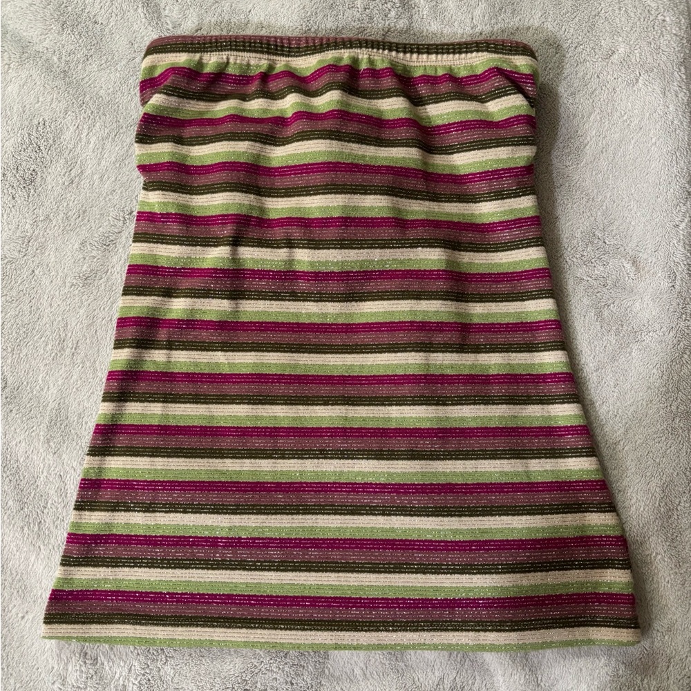Y2K Fitted Striped Sparkly Tube Top